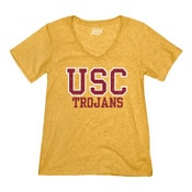 USC Trojans Womens Gold Tri-Blend V-Neck T-Shirt